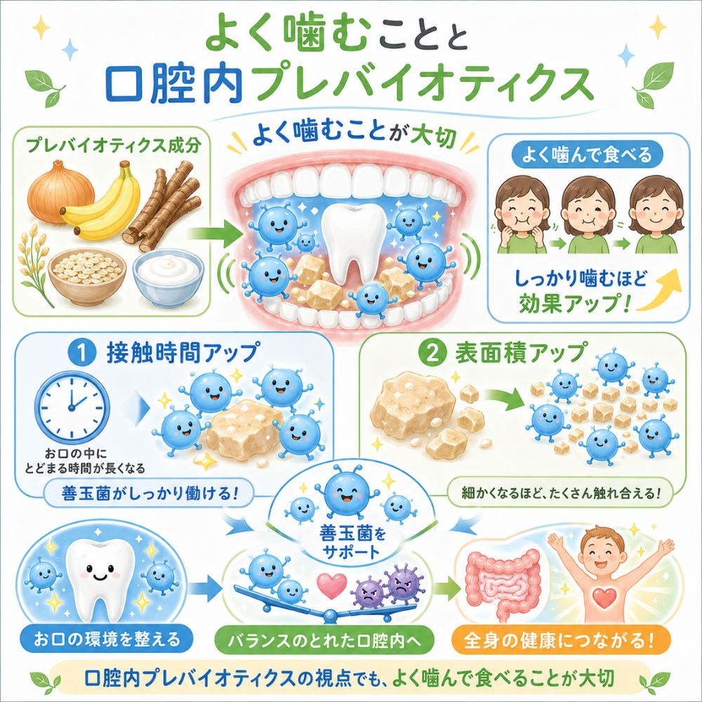 よく噛むことと口腔内プレバイオティクス